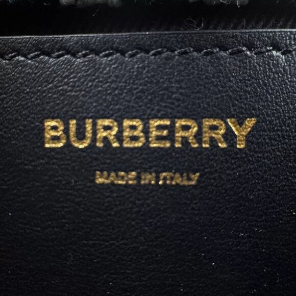 Auth BURBERRY Chain Shoulder Bag Beige/Black/Gold Canvas/Metal - z4021 - Picture 12 of 12